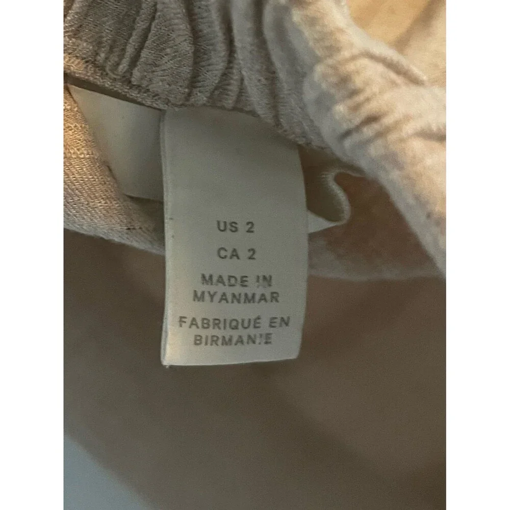 H&M Tan Linen Blend Wide Leg Pants 2 Pull On Lagenlook